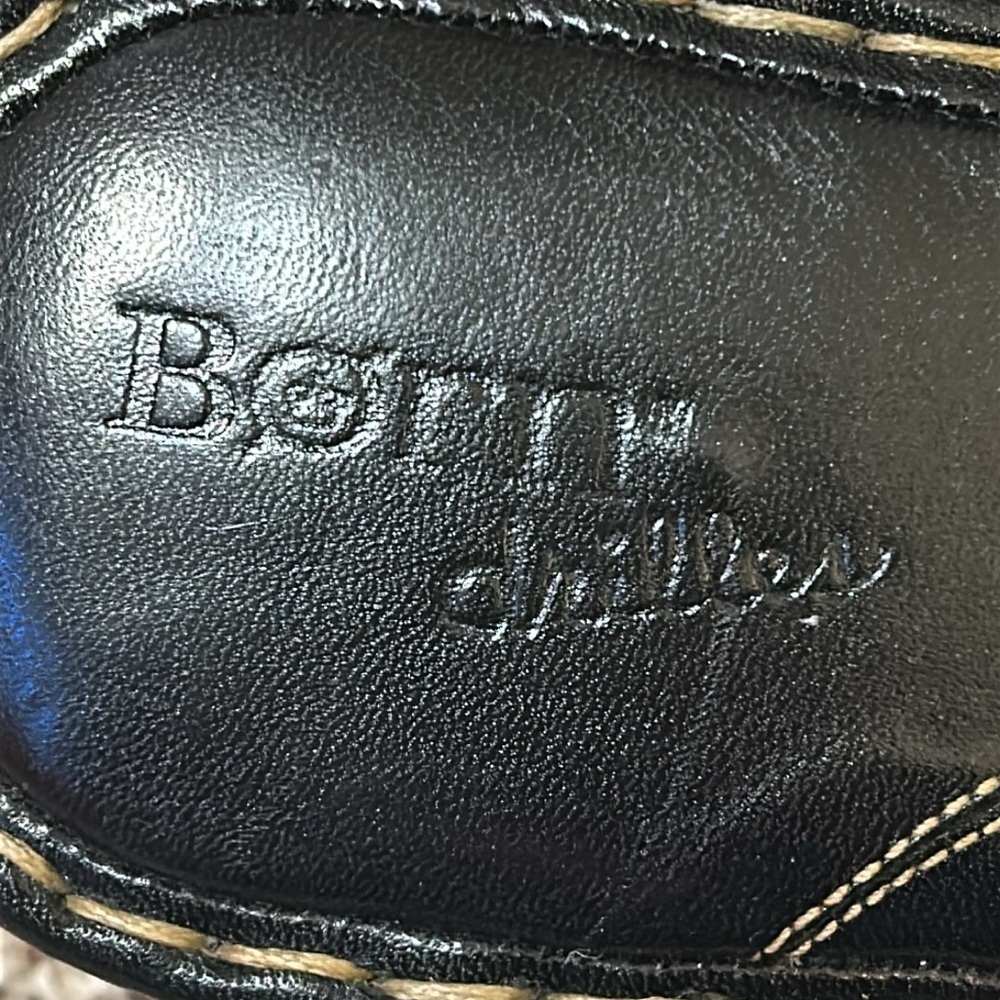 Born Drilles British Black Leather Espadrilles Wedge Sandals Slip On size 10 - Picture 10 of 12
